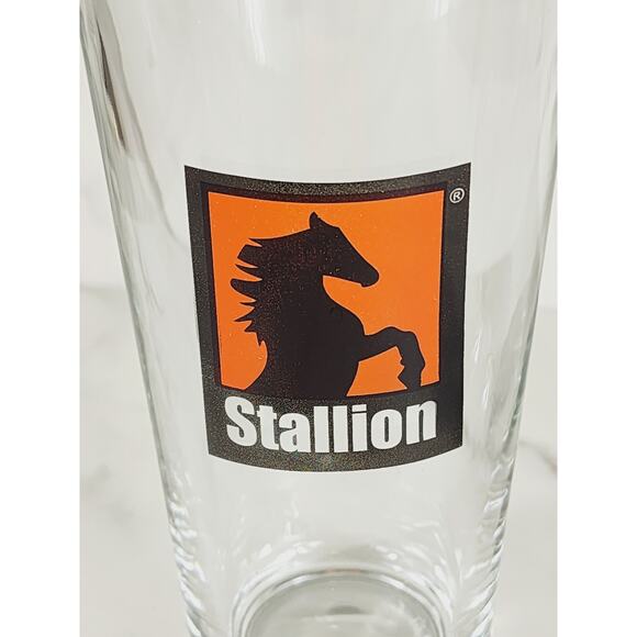 Italian Stallion Horse Pint Beer Clear Glass 16oz Drinkware 5 1/2" Tumbler x2 - Picture 4 of 12